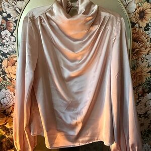 Elegant Satin Cowl Neck Blouse